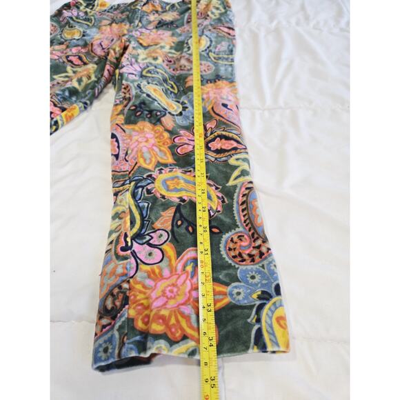 Boden Paisley Print Cropped Trousers Pants Women Sz 12R Satin High Waist Pockets - Picture 4 of 9